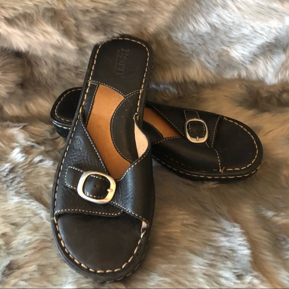 Born Black Leather Sandals